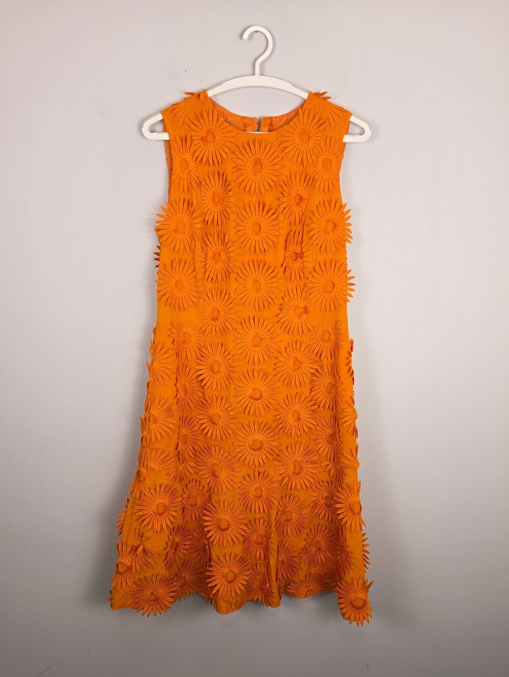 Akris Punto Sunflower Embroidered Sleeveless A-Line Dress Size 8
